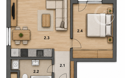 REZERVOVANÝ  2-izbový byt 40m² s balkónom 5m² v modernej tehlovej novostavbe obľúbenom rezidenčnom projekte Hviezdne bývanie v obci Hviezdoslavov